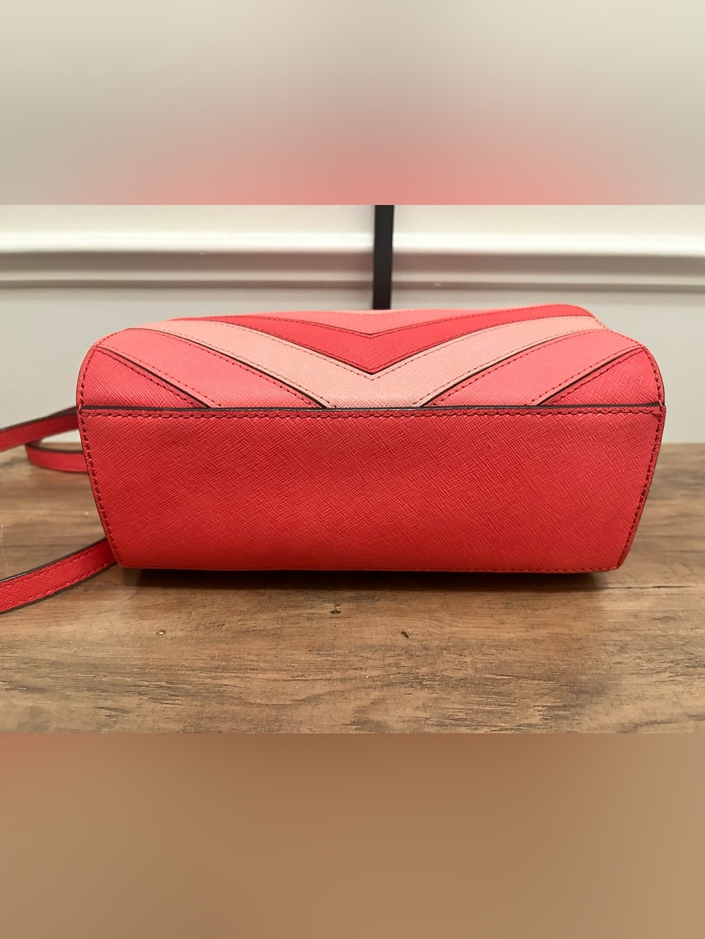 Michael Kors Coral and Pink Chevron Saffiano Leather Crossbody - Picture 5 of 9
